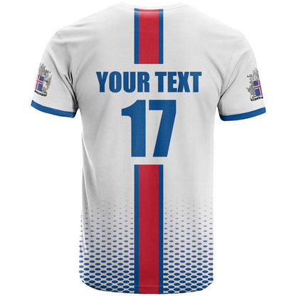 Custom Iceland Football T-Shirt White with Flag Style Graphic Tee