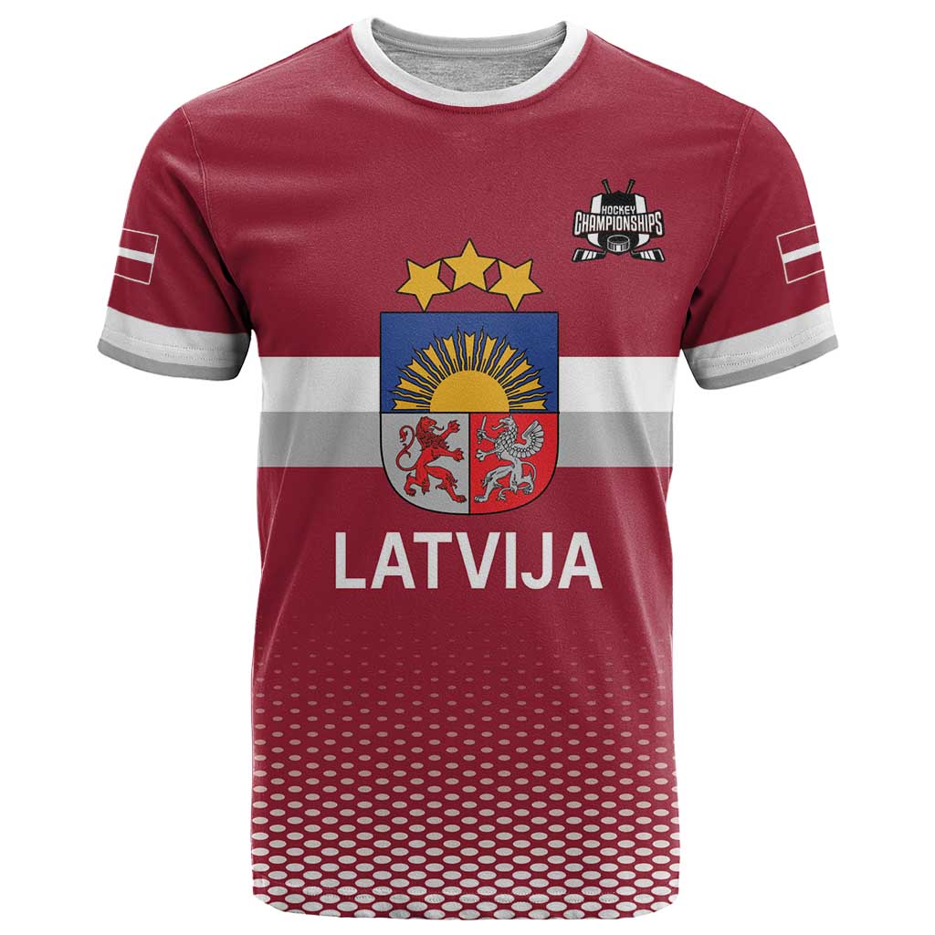 Custom Latvia Ice Hockey Champions T-Shirt Come on Latvija Red style Graphic Tee