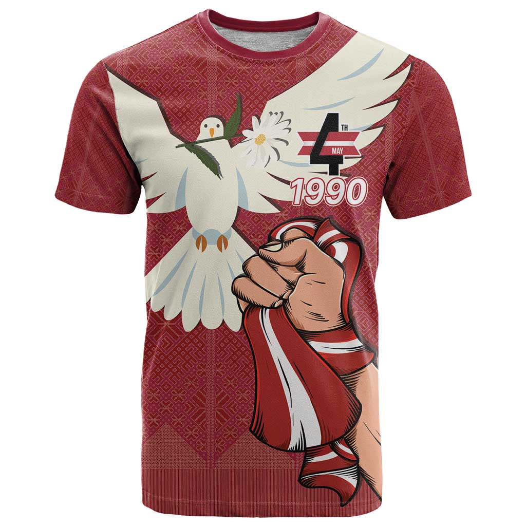 Latvia Restoration of Independence Day T-Shirt Latvija 4th May with Dove Graphic Tee