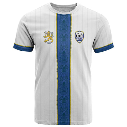 Custom Finland Football T-Shirt Suomi Champion Sami Pattern Graphic Tee