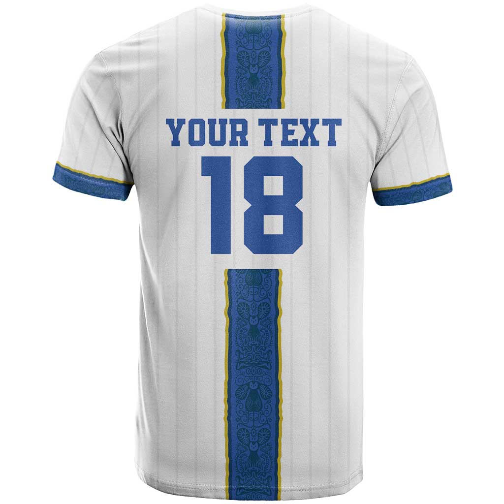 Custom Finland Football T-Shirt Suomi Champion Sami Pattern Graphic Tee