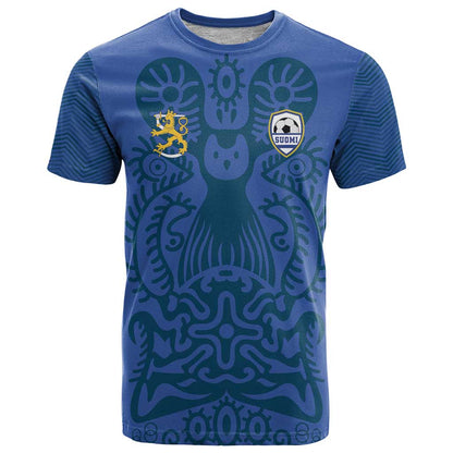 Custom Finland Football Champion T-Shirt Sami Pattern Graphic Tee