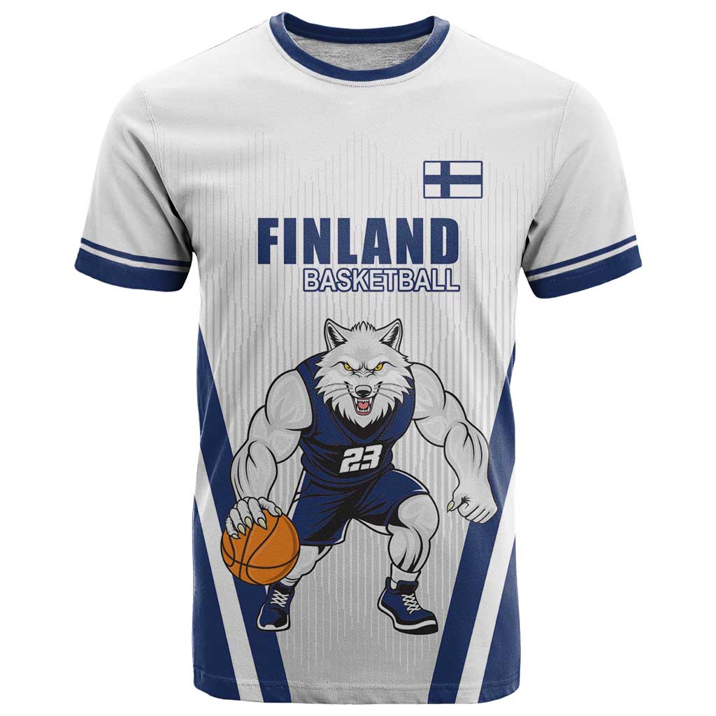 Finland Basketball Custom T-Shirt Wolf Mascot Dynamic Style Graphic Tee