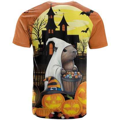 Capy-Boo-Ra Halloween T-Shirt Haunted House And Pumpkin Spooky Graphic Tee