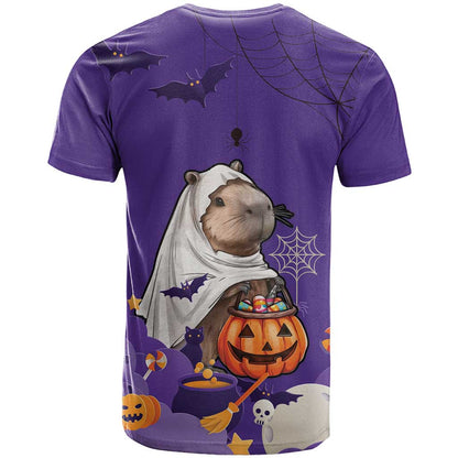 Capy-Boo-Ra Halloween T-Shirt Bats And Pumpkins Funny Style Graphic Tee