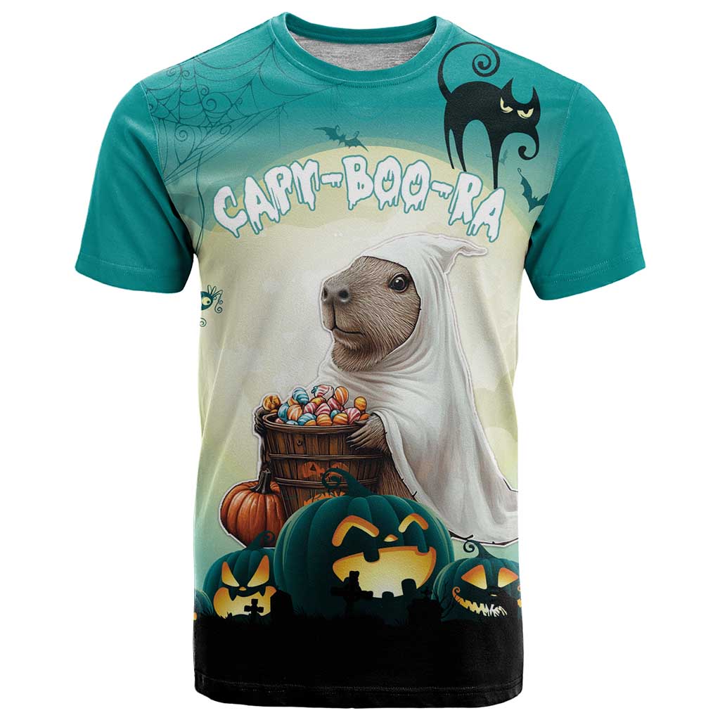 Capy-Boo-Ra Halloween T-Shirt Spooky Halloween Night With Pumpkins Graphic Tee