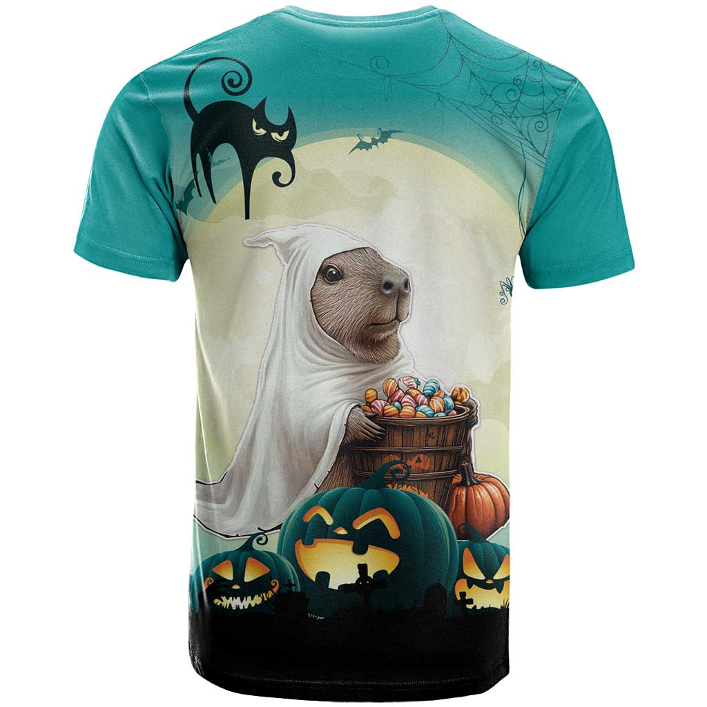 Capy-Boo-Ra Halloween T-Shirt Spooky Halloween Night With Pumpkins Graphic Tee