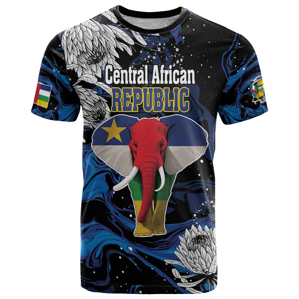 Personalized Central African Republic Elephant T-Shirt King Protea - Abstract Style Graphic Tee