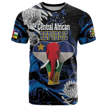 Personalized Central African Republic Elephant T-Shirt King Protea - Abstract Style Graphic Tee