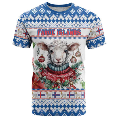 Faroe Islands Christmas T-Shirt Cute Faroese Sheep Xmas Patterns Graphic Tee