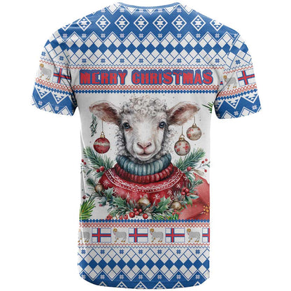 Faroe Islands Christmas T-Shirt Cute Faroese Sheep Xmas Patterns Graphic Tee