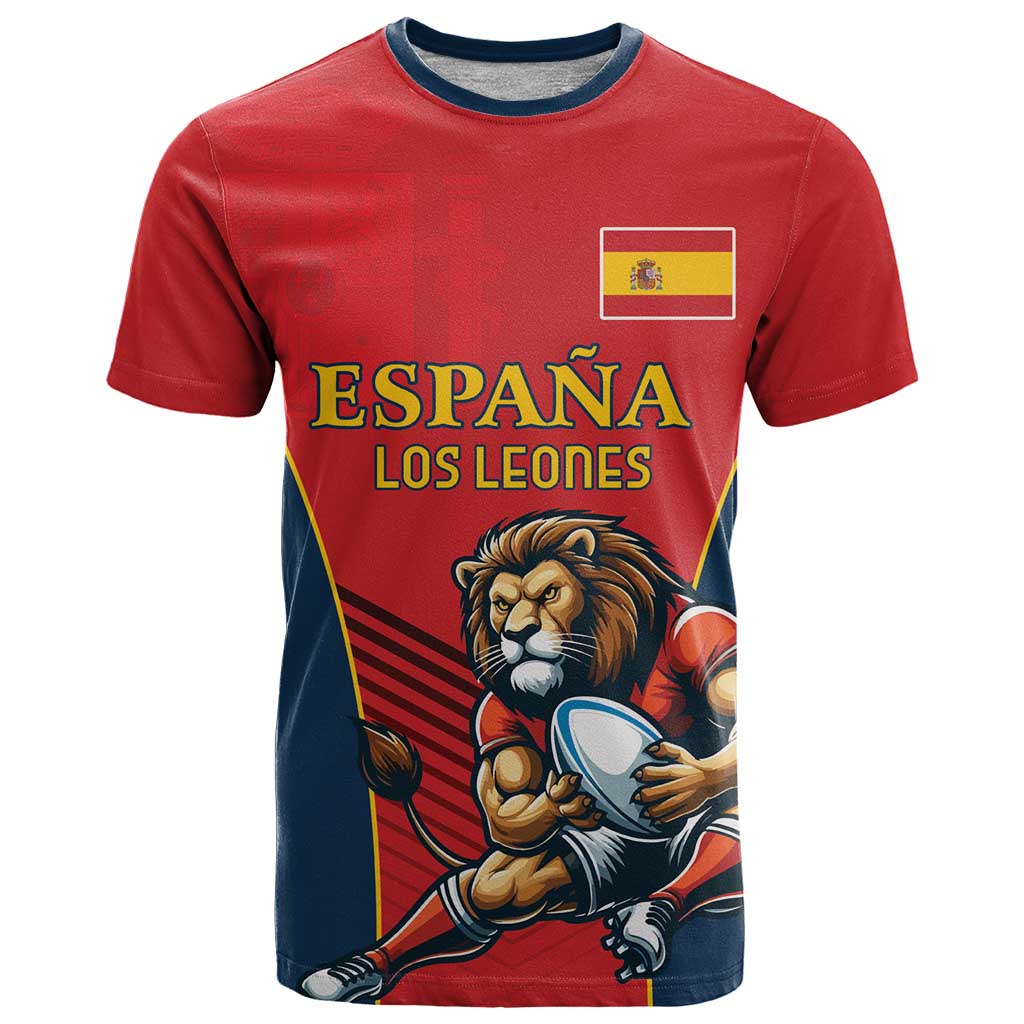 Custom Spain Rugby T-Shirt Los Leones Lion Mascot Graphic Tee