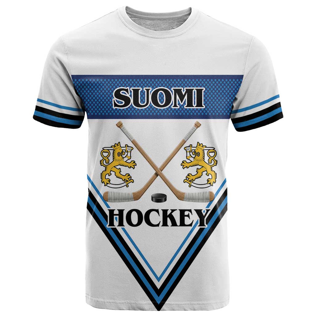 Custom Finland Hockey T-Shirt Suomi Lion Ice Pride 2026 White Graphic Tee