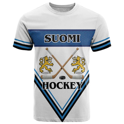 Custom Finland Hockey T-Shirt Suomi Lion Ice Pride 2026 White Graphic Tee
