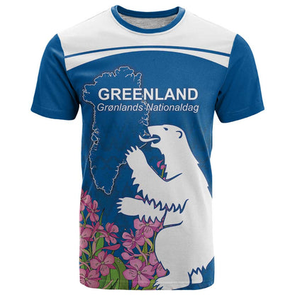 Personalized Greenland National Day T-Shirt Polar Bear With Dwarf Fireweed Graphic Tee