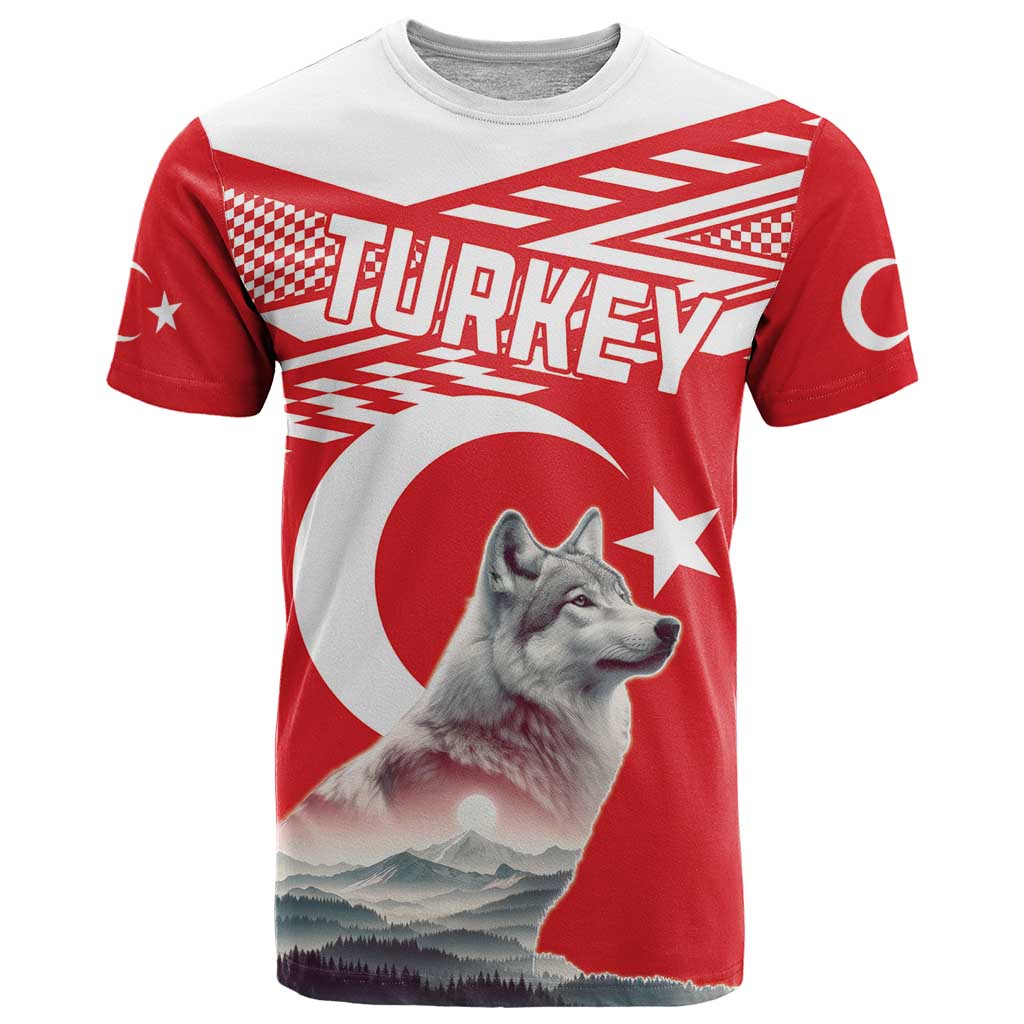 Personalized Gray Wolf Turkey T-Shirt Turkish Mountain Graphic Tee
