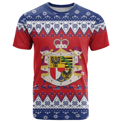 Liechtenstein Christmas T-Shirt Coat Of Arms Frohe Weihnachten Graphic Tee