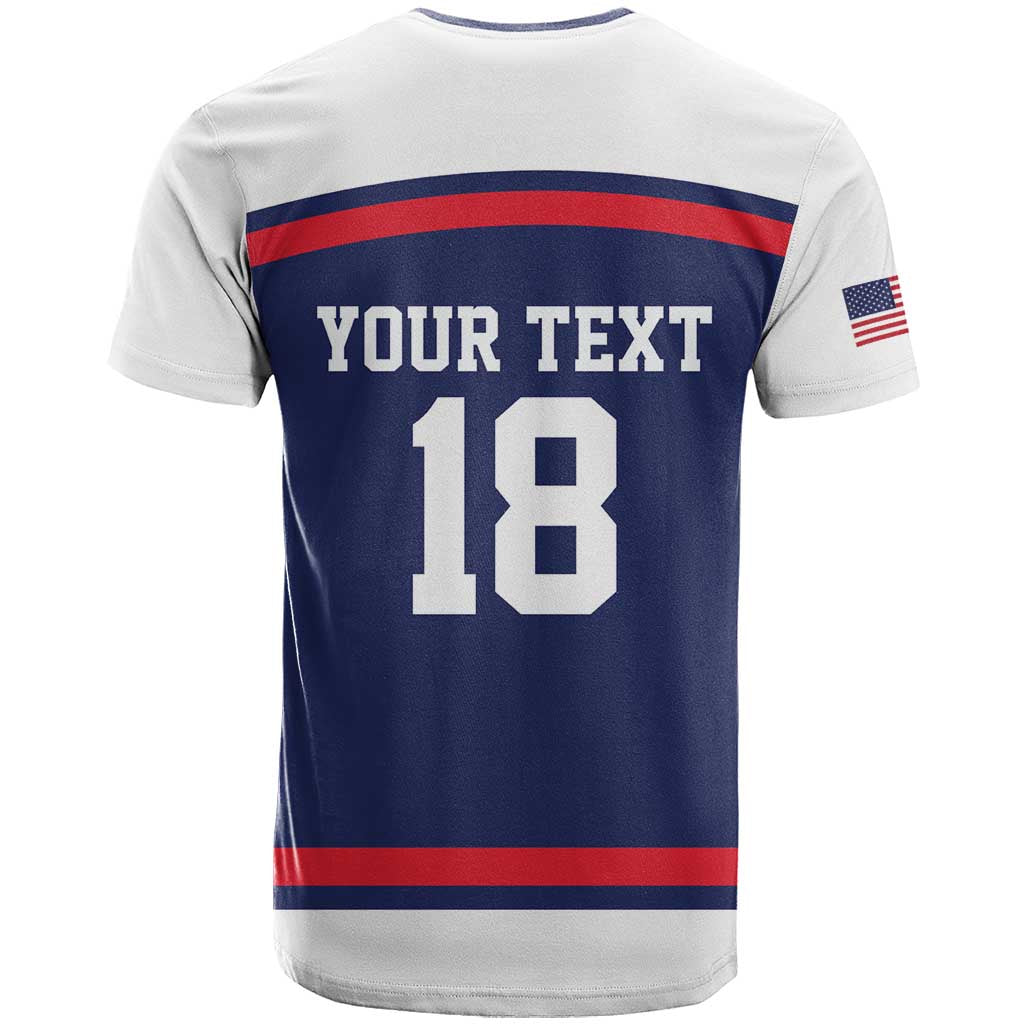 USA Ice Hockey Custom T-Shirt American Eagle Spirit Blue Version Graphic Tee
