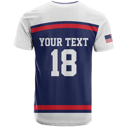 USA Ice Hockey Custom T-Shirt American Eagle Spirit Blue Version Graphic Tee