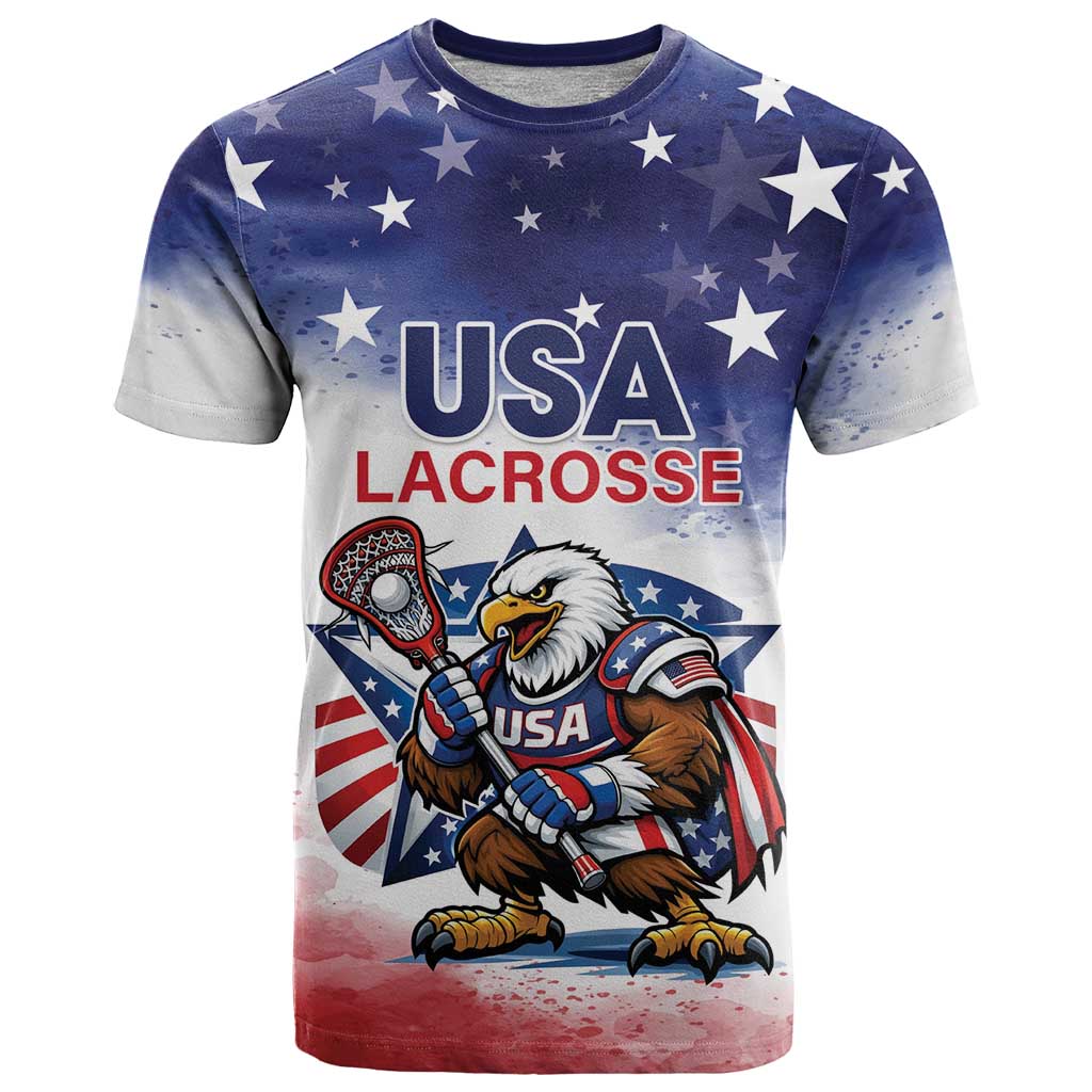 Custom USA Lacrosse T-Shirt American Eagle Mascot Graphic Tee