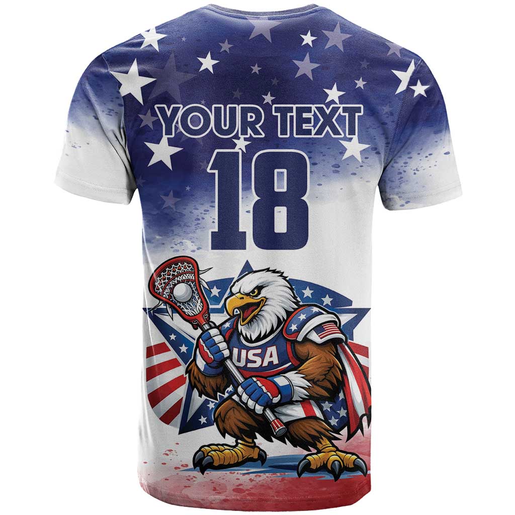 Custom USA Lacrosse T-Shirt American Eagle Mascot Graphic Tee