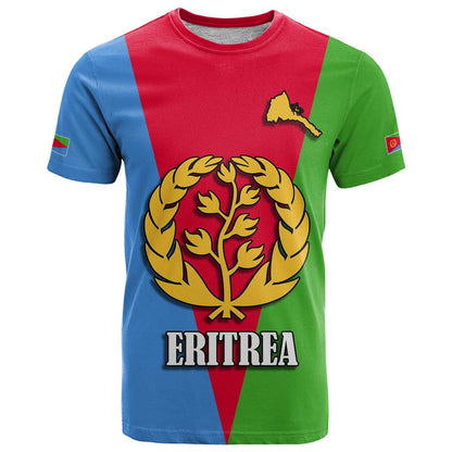 Personalized Eritrea Emblem T-Shirt With Flag Color Graphic Tee