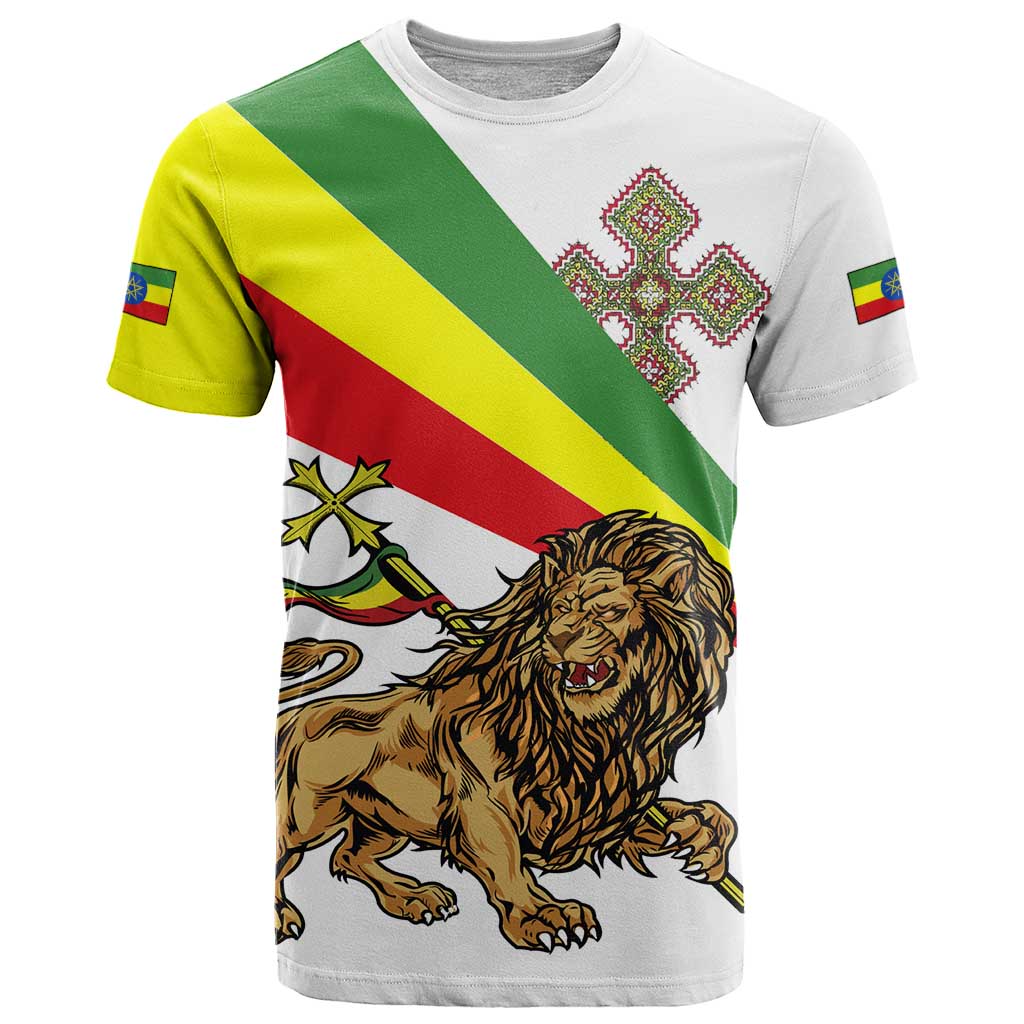 Ethiopia T-Shirt Lion Of Judah Emblem With Cross Graphic Tee