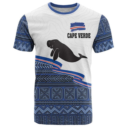 Cape Verde Manatee T-Shirt Pattern With Flag Color Graphic Tee