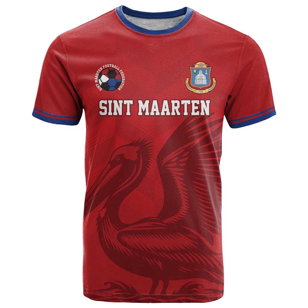 Custom Sint Maarten Football Red Version T-Shirt Go Champion Graphic Tee