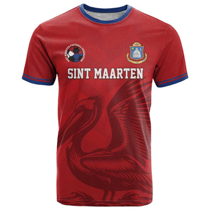 Custom Sint Maarten Football Red Version T-Shirt Go Champion Graphic Tee
