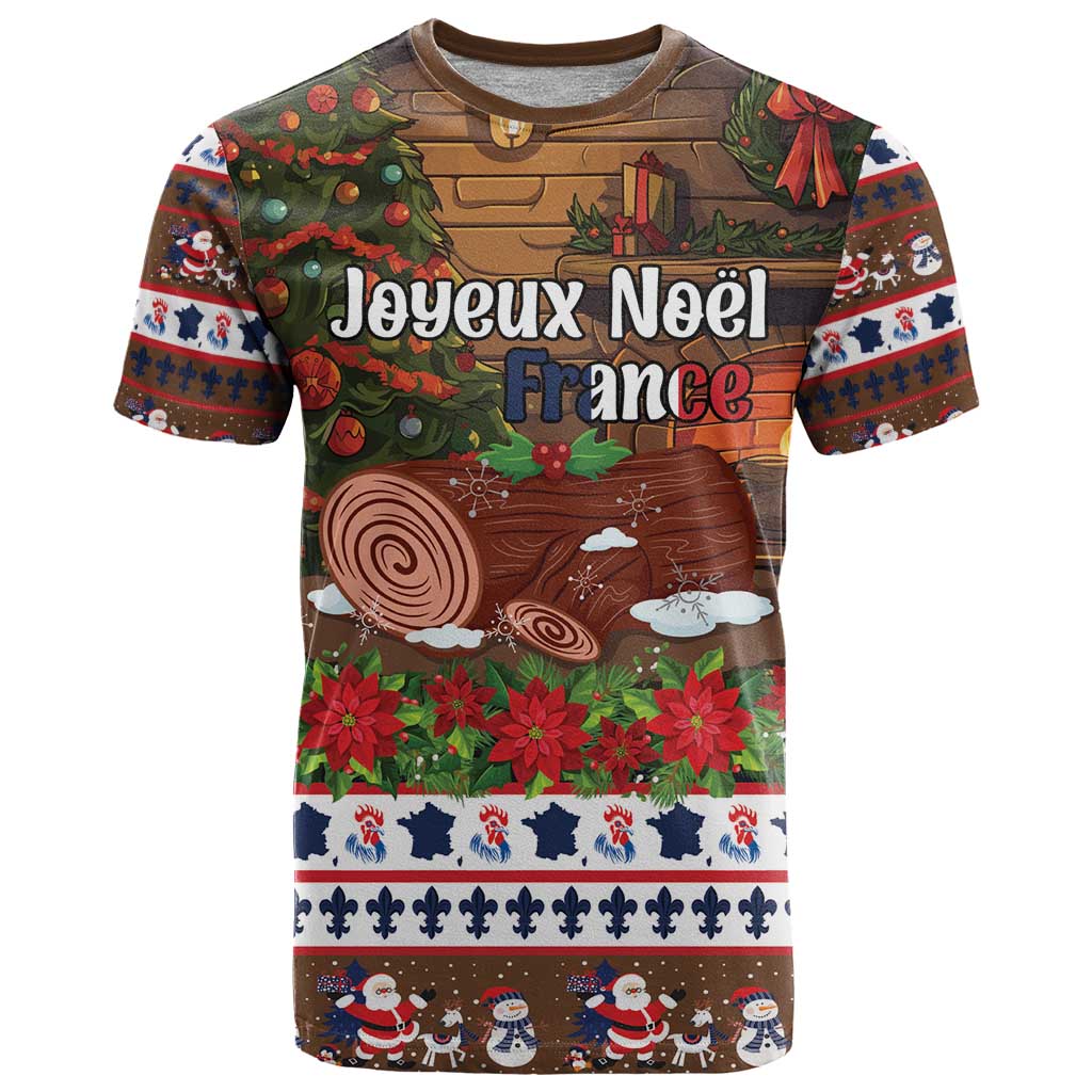 France Christmas T-Shirt Buche De Noel Graphic Tee