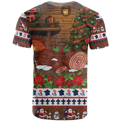 France Christmas T-Shirt Buche De Noel Graphic Tee