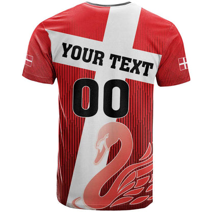 Custom Denmark Football T-Shirt Mute Swan Graphic Tee