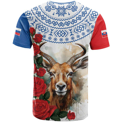 Slovakia Restoration Day 1993 T-Shirt Tatra Chamois With Red Rose Graphic Tee