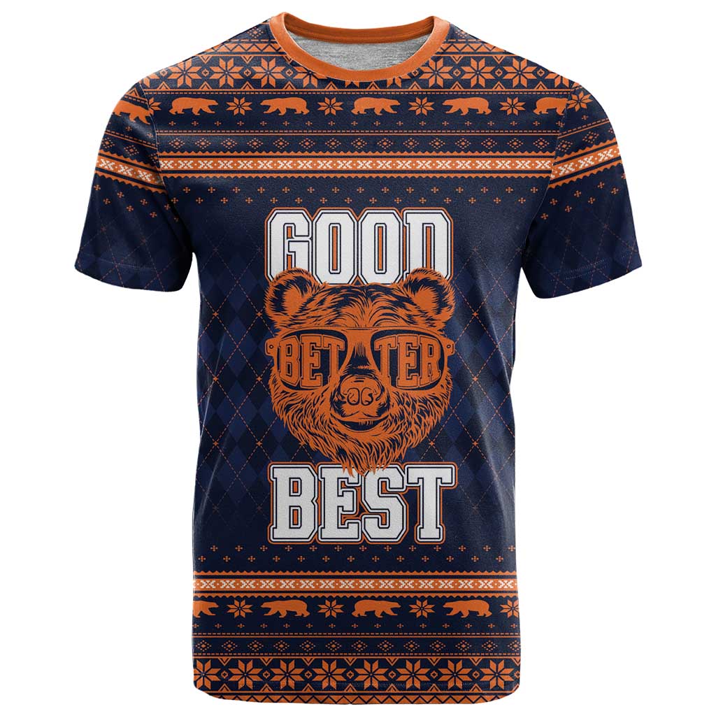 Good Better Best Chicago Christmas T-Shirt Funny Bear Xmas Patterns Graphic Tee