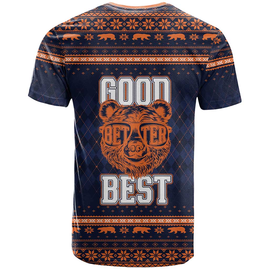 Good Better Best Chicago Christmas T-Shirt Funny Bear Xmas Patterns Graphic Tee