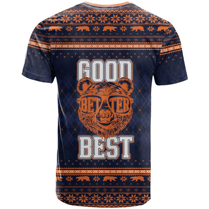 Good Better Best Chicago Christmas T-Shirt Funny Bear Xmas Patterns Graphic Tee