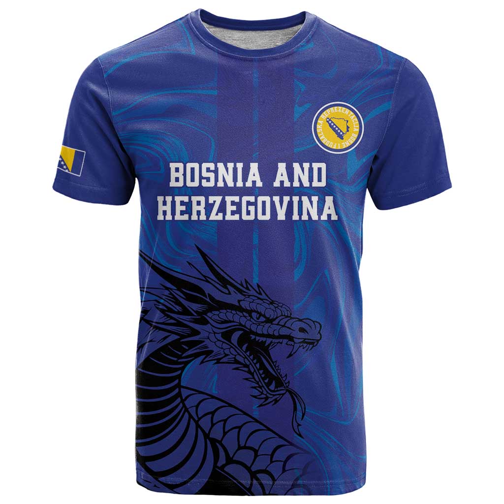 Custom Bosnia and Herzegovina Football T-Shirt The Dragons Go Champions Graphic Tee