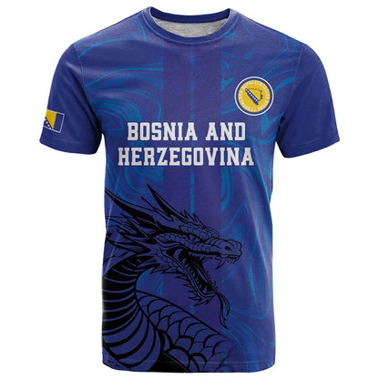 Custom Bosnia and Herzegovina Football T-Shirt The Dragons Go Champions Graphic Tee