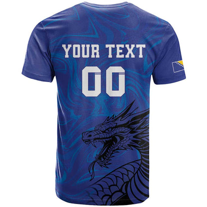 Custom Bosnia and Herzegovina Football T-Shirt The Dragons Go Champions Graphic Tee
