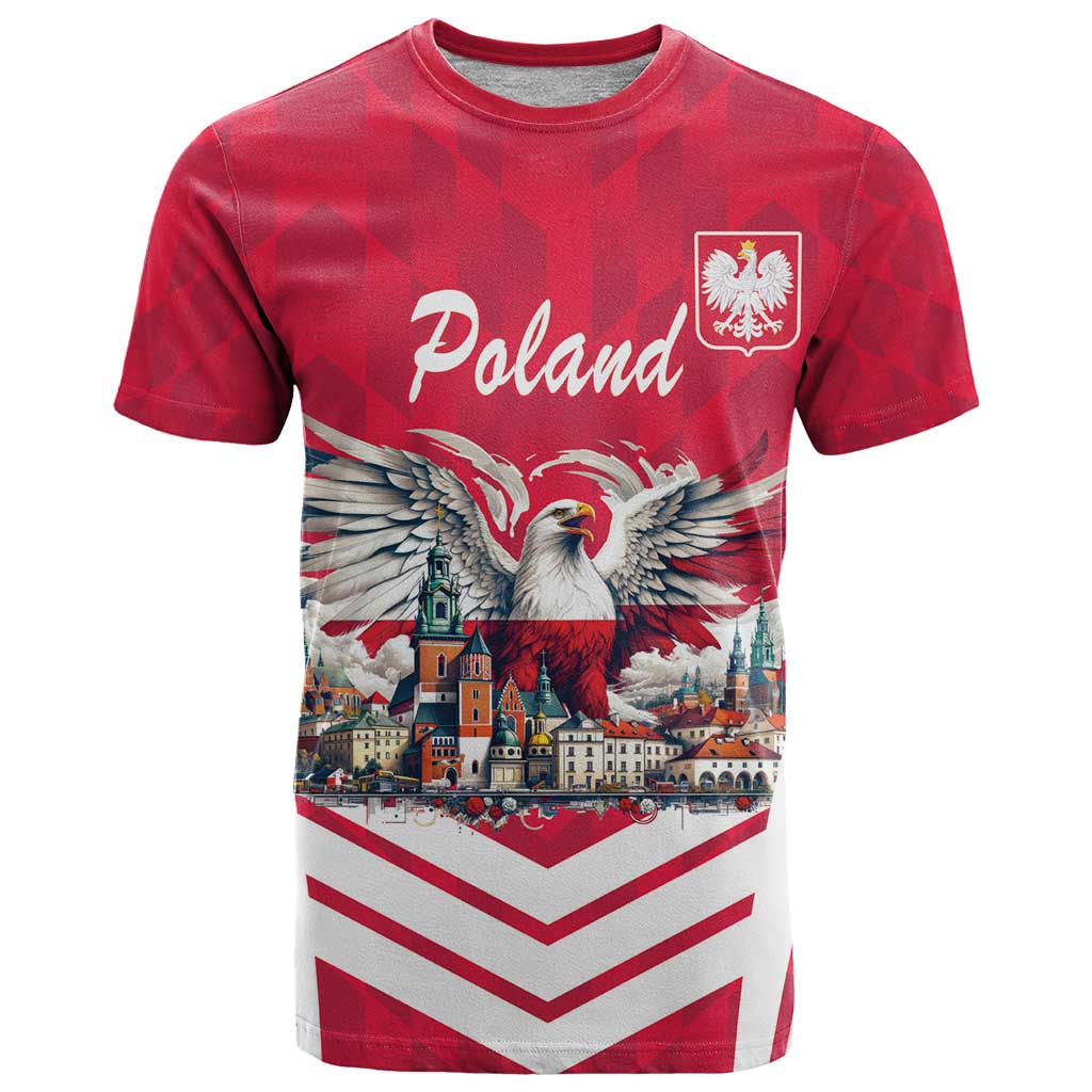 Personalized Poland White-Tailed Eagle T-Shirt Poznan City Flag Style Graphic Tee