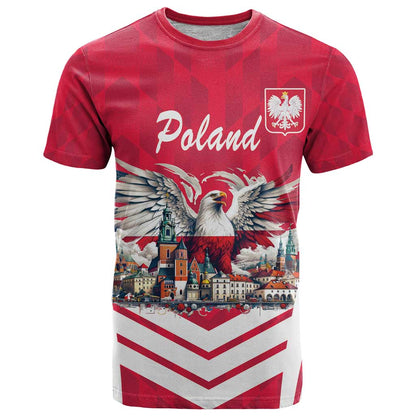 Personalized Poland White-Tailed Eagle T-Shirt Poznan City Flag Style Graphic Tee