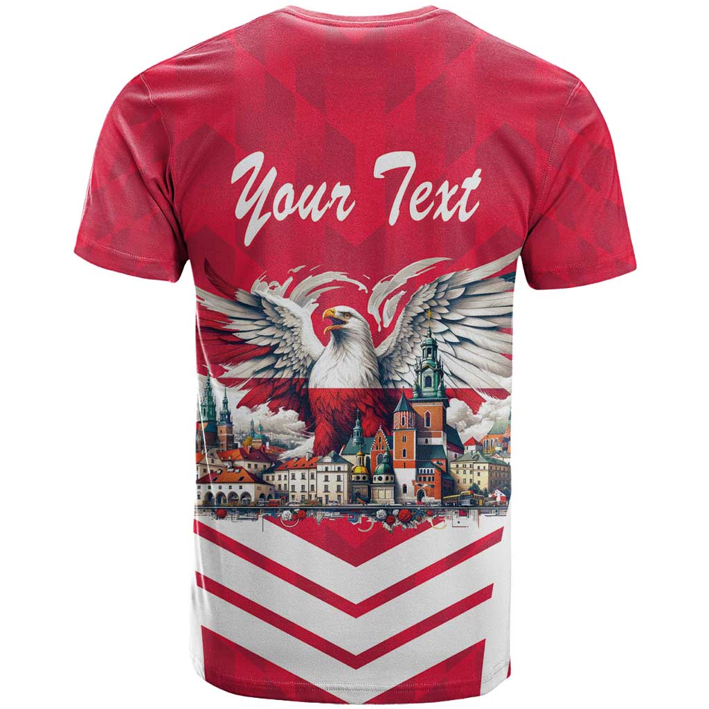 Personalized Poland White-Tailed Eagle T-Shirt Poznan City Flag Style Graphic Tee
