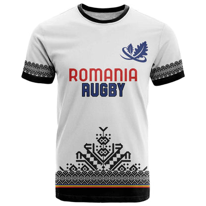 Custom Romania Rugby T-Shirt White Version Retro Style Graphic Tee