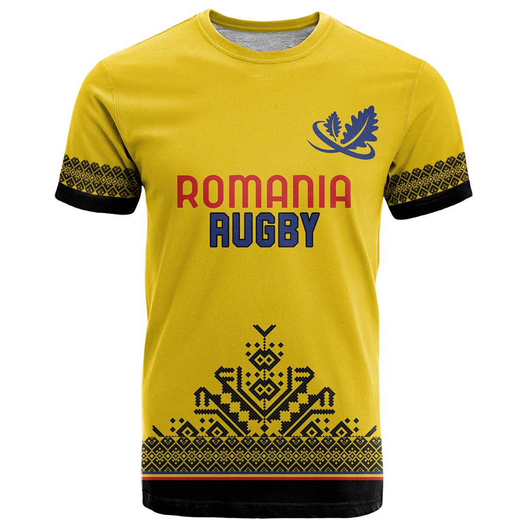Custom Romania Rugby T-Shirt Yellow Version Retro Style Graphic Tee