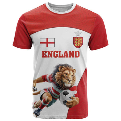Custom England Football T-Shirt Lion Mascot Sporty Version Graphic Tee
