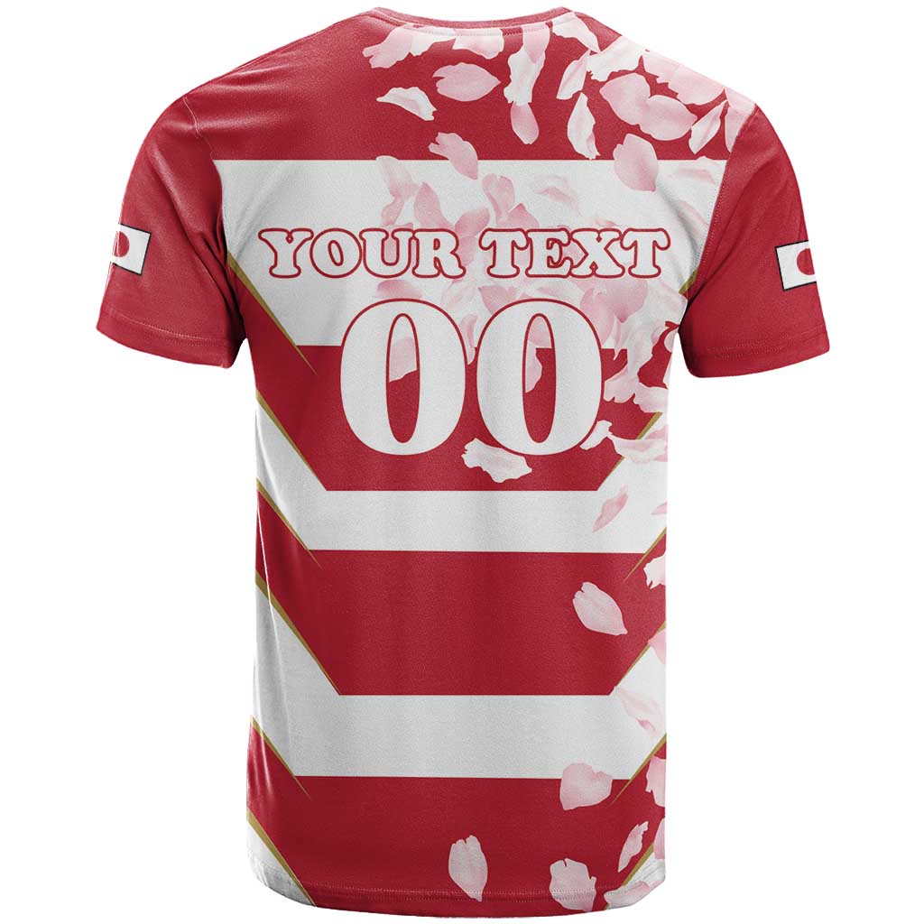 Custom Japan Rugby T-Shirt Brave Cherry Blossoms Flying Petals Graphic Tee