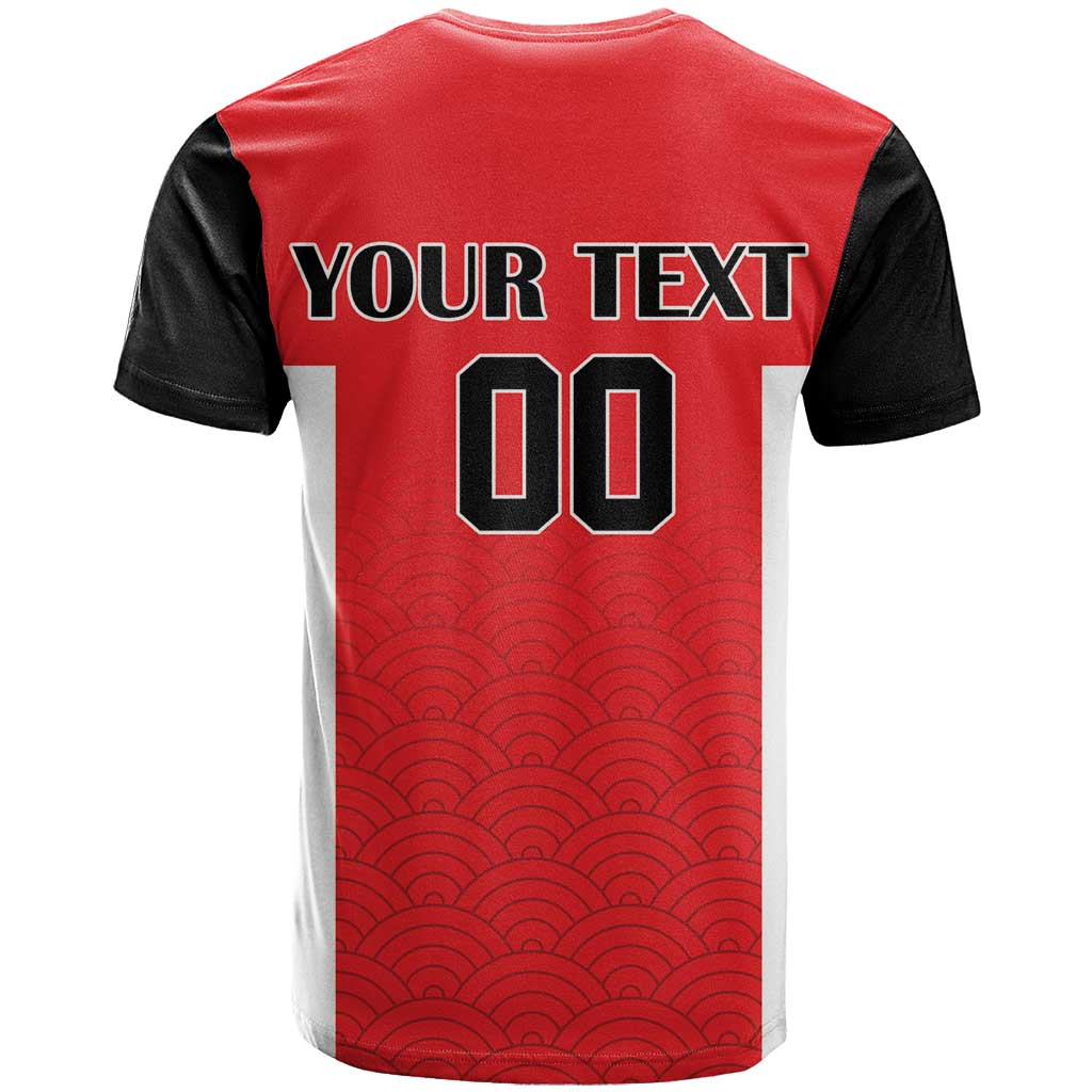 Custom Japan Rugby T-Shirt Seamless Japanese Waves Pattern Graphic Tee