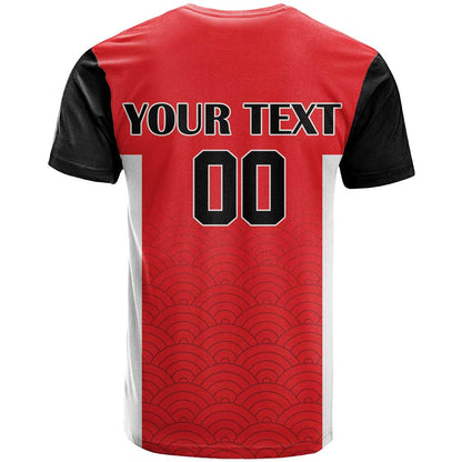 Custom Japan Rugby T-Shirt Seamless Japanese Waves Pattern Graphic Tee