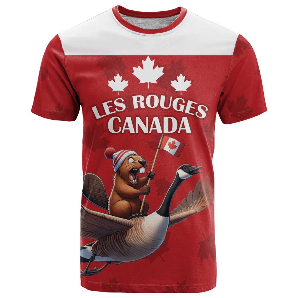 Custom Canada Rugby T-Shirt Beaver Riding A Goose Graphic Tee